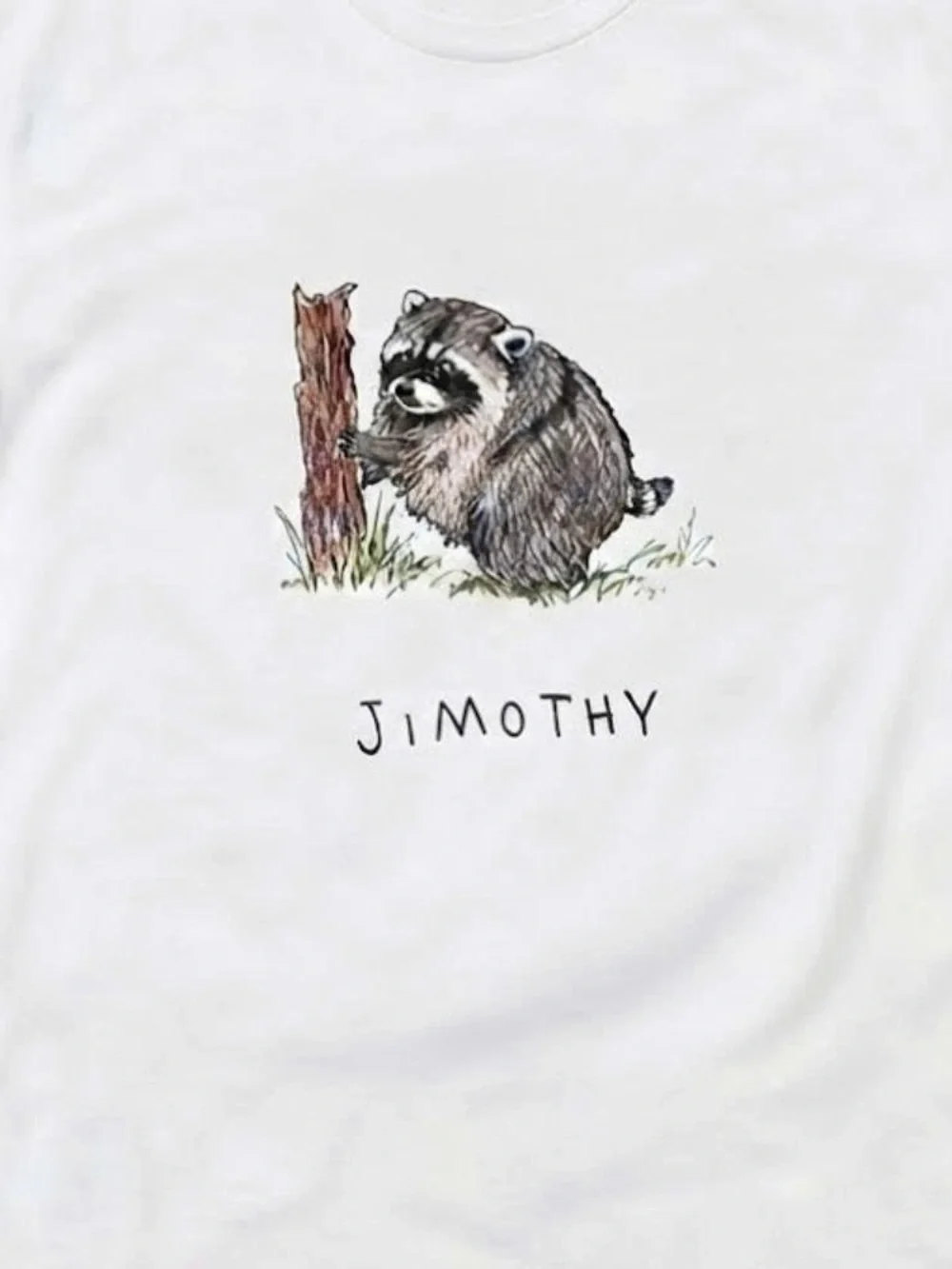 White 'Jimothy' Raccoon Graphic Tee Shirt